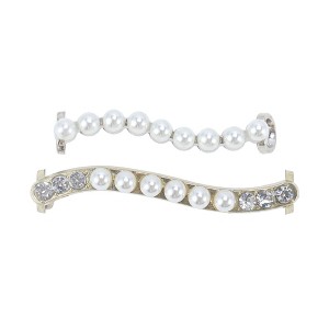 Unique Bargains Rhinestones Faux Pearls Shoelace Charms Gold Tone 2 Pcs - 1 of 4