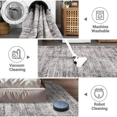 Runner Rug, Soft Vintage Distressed Washable Rug Runners for Hallways Non-Slip Kitchen Runner, Low Pile Neutral Carpet Runners