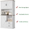 Garvee Modern White Kitchen Pantry Cabinet with Drawers, Adjustable Shelves & Barn Doors,71" Tall Engineered Wood Hutch - 4 of 4