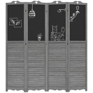 Wooden Room Divider with Blackboard, 4 Panel Folding Privacy Screen for Home Office, 5.5' - 1 of 4