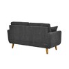 2-Seater Corduroy Mid-Century Sofa with Flared Arms, Solid Wood Frame and 2 Throw Pillows for Apartment or Small Living Room - 4 of 4