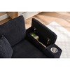 PAGED Upholstered Sofa Corduroy Chaise Lounge Sofa with Handrail Storage, Movable Ottoman, Cupholders for Living Room, Apartment - 3 of 4