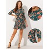 INSPIRE CHIC Women's 3/4 Sleeve Round Neck Ruffle Floral Dresses - 2 of 4