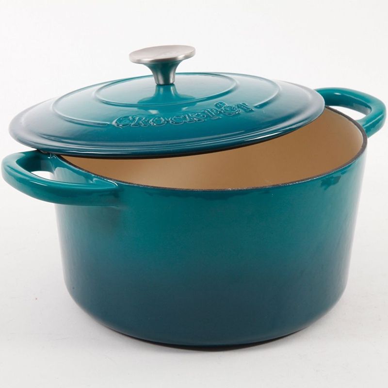 Crock-Pot Artisan 5 Qt Round Dutch Oven in Teal Ombre, 4 of 7