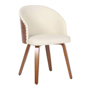 Ahoy Bamboo/Faux Leather Upholstered Dining Chair Walnut/Cream - LumiSource