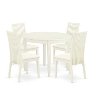 5-Piece Buttermilk and Cherry Solid Wood Top - Round Dining Room Set - Seats 4 - 1 of 4