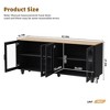 Farmhouse TV Stand with Glass Doors and 5 Solid Wood Legs, Rustic Sideboard Buffet Cabinet for TVs Up to 70 Inch with Adjustable Shelves - 2 of 4
