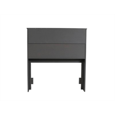 Gray Twin Wood Bookcase Headboard with Storage