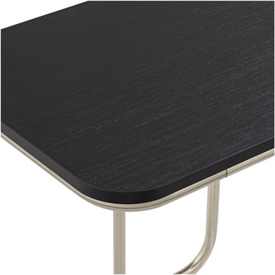 Modern Dark Oak and Brushed Nickel Rectangular Side Table