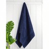 4 Piece Turkish Bath Towels, 100 Extra Large Soft Plush Navy Blue Bathroom Set (27 Inch X 54 Inch). - 2 of 4