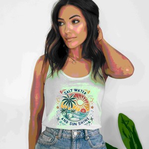 Simply Sage Market Salt Water And Sun Shine Circle Racerback Tank - 1 of 4