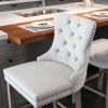 INFURNIC Counter and Bar Stools Velvet Upholstered Barstools with Tufted Back and Rivet Trim for Kitchen, Beige, 23.6"*19.5"*40.7" - 3 of 4