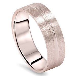 Pompeii3 Mens 14K Rose Gold Brushed Comfort Fit Wedding Ring - 1 of 4
