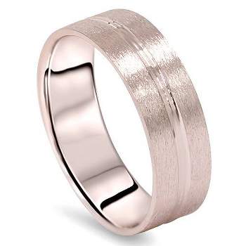 Pompeii3 Mens 14K Rose Gold Brushed Comfort Fit Wedding Ring