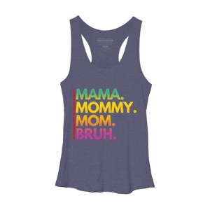 Women's Design By Humans Mother's Day Mama Mommy Mom Bruh Rainbow Text By punsalan Racerback Tank Top - 1 of 2
