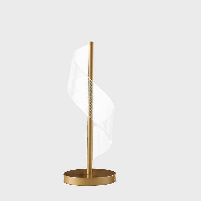 18.75&#34; Dinamo Modern Wave Swirl Acrylic LED Table Lamp Brushed Gold - Ore International, 1 of 7