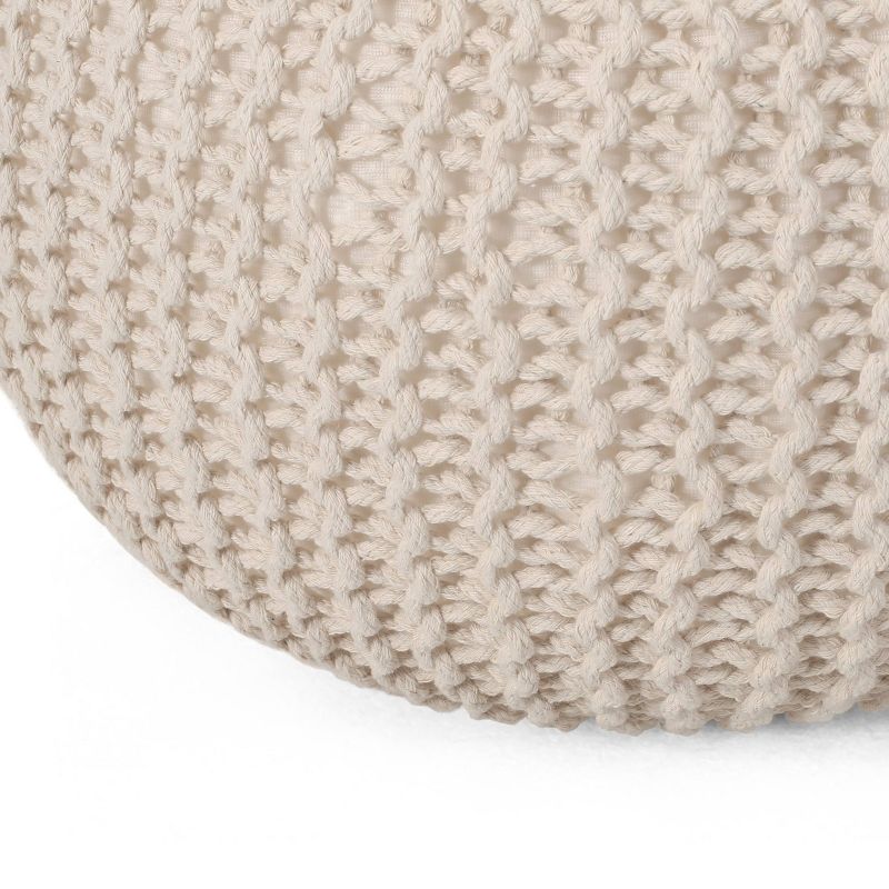 Abena Modern Knitted Cotton Round Pouf - Christopher Knight Home, 5 of 13