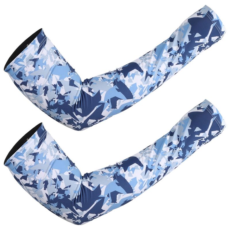 Unique Bargains Basketball Sports Camouflage Cooling Arm Elbow Compression Sleeve Navy Blue 1 Pair, 1 of 7