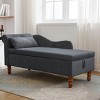 58" Luxury Velvet Chaise Lounge Chair with Hidden Storage, Pillow and Nailhead Trim for Bedroom Living Room-3irtyhousy - 3 of 4