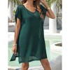 Women's Crewneck Cover Up Dress Fashion Knit Eyelet Beach Dresses Summer Loose Fit Coverup Mini Dress - 2 of 4