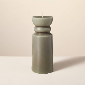 Spindle Figural Sculpted Pillar Candle Green - Hearth & Hand™ with Magnolia - 1 of 4