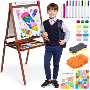 SUGIFT Kids Wooden Easel with Paper Roll - Adjustable Magnetic Double Sided Drawing Board, Children Art Easel for 3~12 Years Kids Painting Drawing - 1 of 4