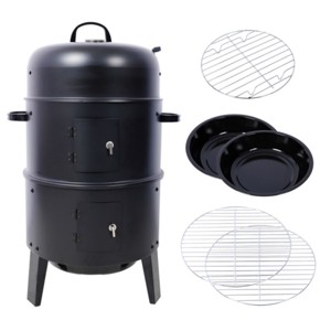 SEVOBAL Grill Cookware 3-in-1 Vertical Charcoal Smoker Grill, Portable BBQ Smoker for Camping, Backyard Cooking, Black, 20.25"*16.88"*32.63" - 1 of 4
