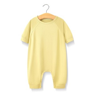 MyKids-USA Baby Solid Color Medium Sleeve Summer Crotch Jumpsuit Pajamas - 1 of 4
