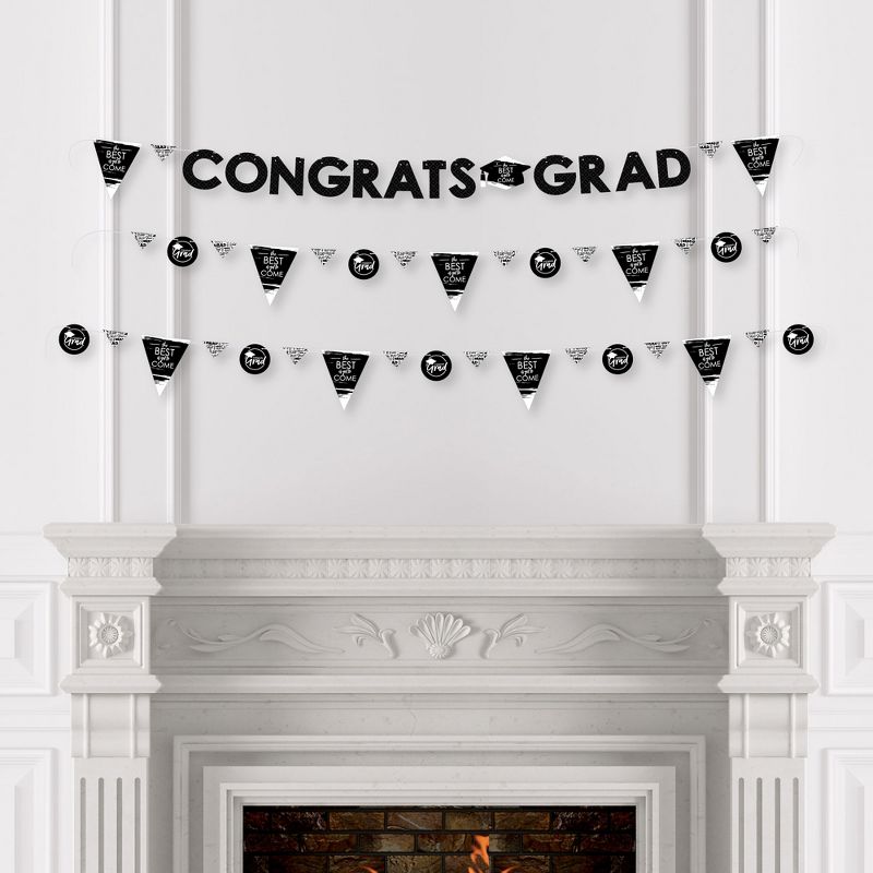 Big Dot of Happiness Black and White Grad - Best is Yet to Come -  Party Letter Banner Decor - 36 Banner Cutouts and Congrats Grad Banner Letters, 3 of 7