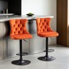 Swivel Bar Stools Set of 2, Upholstered Bar Stools with Nailheads Trim and Velvet Tufted Back, Adjustable Counter Height Bar Stools - Leovsnove - 3 of 4