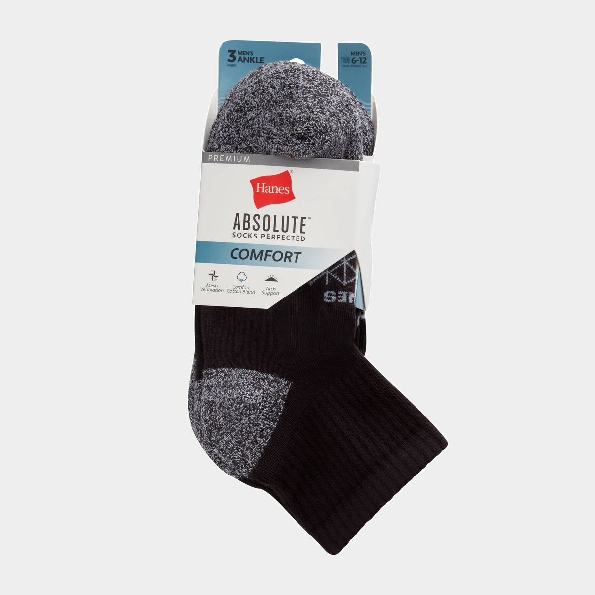 Hanes Men's 3pk Absolute Active Cushioned Ankle Socks - 6-12 - thumbnail 8