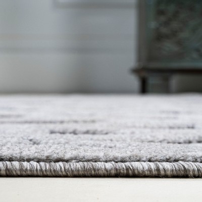 Elysian Light Gray Geometric Square Synthetic Indoor/Outdoor Rug