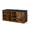 VASAGLE Storage Bench with Cupboard and 9 Open Compartments 11.8 x 43.3 x 18.9 Inches Rustic Brown - 3 of 4