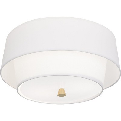 Decker Mid-Century Modern Brass Smoke Gray Flush Mount Ceiling Light