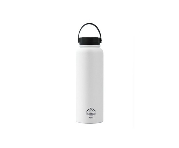 Truflask Stainless Steel Double Wall 40 Oz Insulated Water Bottle, White