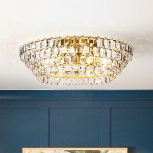 ALOADECOR 8-Light Mid Century Modern 4-Tier Antique Gold Flush Mount With Crystal Accents - 1 of 4