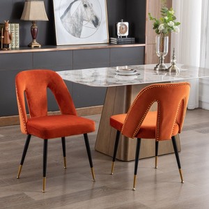 NicBex Modern Dining Chairs Set of 2,Velvet Accent Chairs with Nailheads and Black Metal Legs for Dining Room,Living Room - 1 of 4