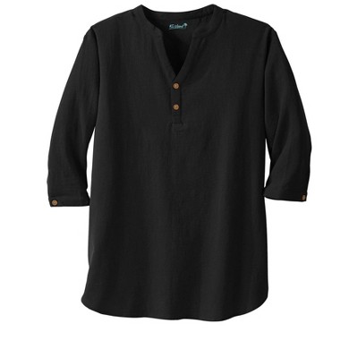 KingSize Men's Big & Tall Gauze Mandarin Collar 3/4 Sleeve Shirt