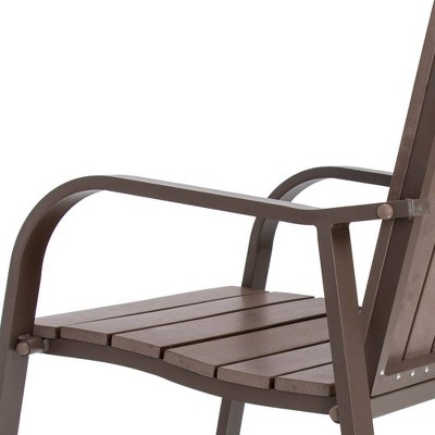 Brown Aluminum Frame Outdoor Counter Height Bar Stools, Set of 2