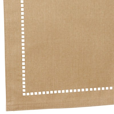 Beige Polyester Laser-Cut Hemstitch Table Runner