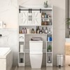 Over The Toilet Storage Cabinet with Sliding Doors, Home Space-Saving Toilet Rack - 4 of 4