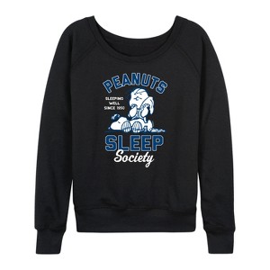 Women's - Peanuts - Peanuts Sleep Society Lightweight French Terry Wide Neck Long Sleeve Shirt - 1 of 4