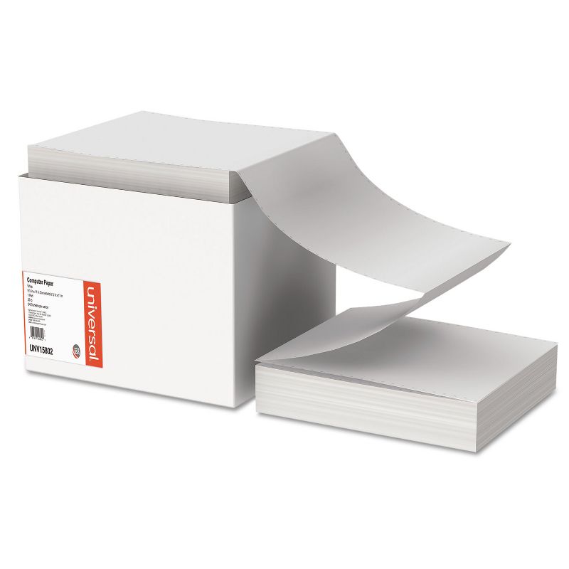 UNIVERSAL Computer Paper 20lb 9-1/2 x 11 Letter Trim Perforations White 2400 Sheets 15802, 1 of 3