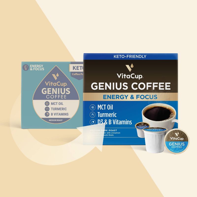 VitaCup Genius Energy &#38; Focus Medium Roast Coffee - Single Serve Pods - 18ct, 5 of 9