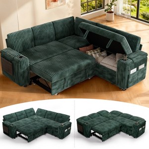 Dyonery85" Modular 5 Seat L Shaped Couch with Reclining Backrest|USB Ports|Cup Holders|Side Table|Storage Chaise Armrests - 1 of 4