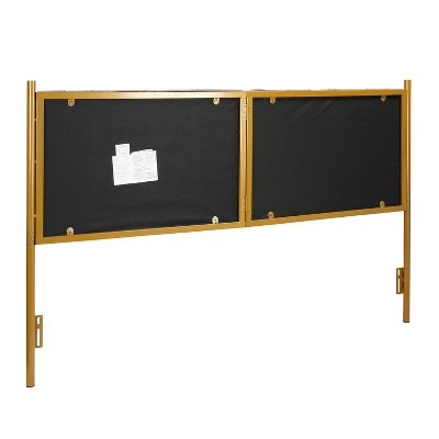 King Gray Velvet Tufted Headboard with Gold Frame