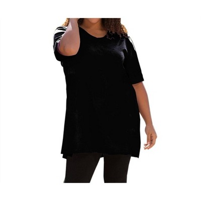 Women's Jersey Short Sleeve V-Neck Tunic - Plus - On The Plus Side