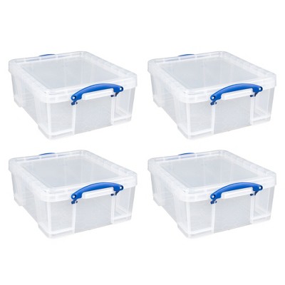 Really Useful Box 17l Plastic Stackable Storage Container W/ Snap Lid &  Built-in Clip Lock Handles For Home & Office Organization, Clear (10 Pack)  : Target