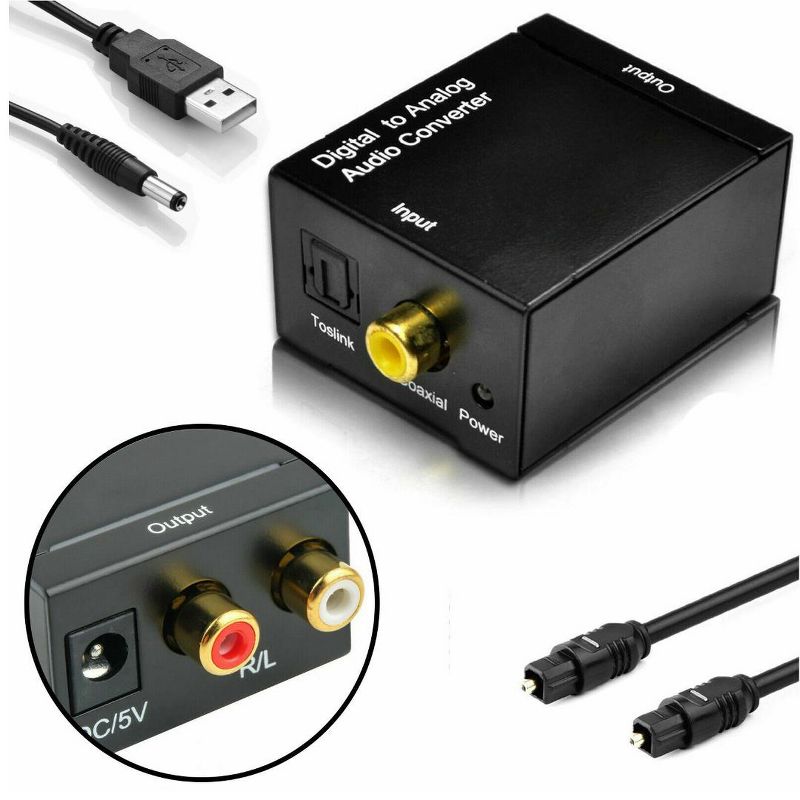 Sanoxy Digital Optical Coax Coaxial Toslink to Analog Audio Converter Adapter 3.5mm L/R, 4 of 7