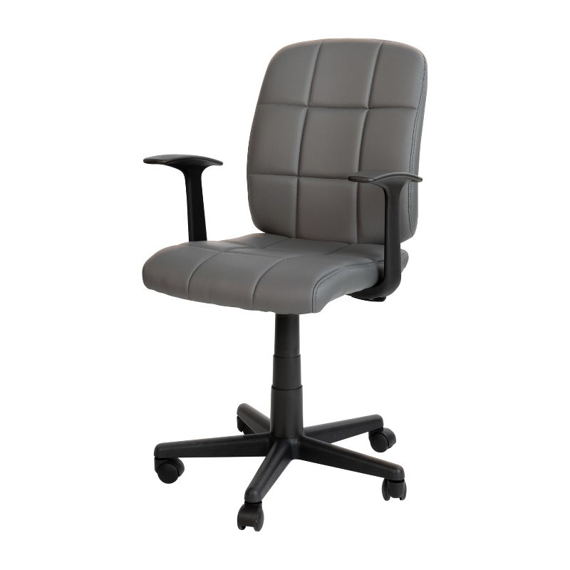Flash Furniture Mid-Back Gray Quilted Vinyl Swivel Task Office Chair with Arms, 1 of 11